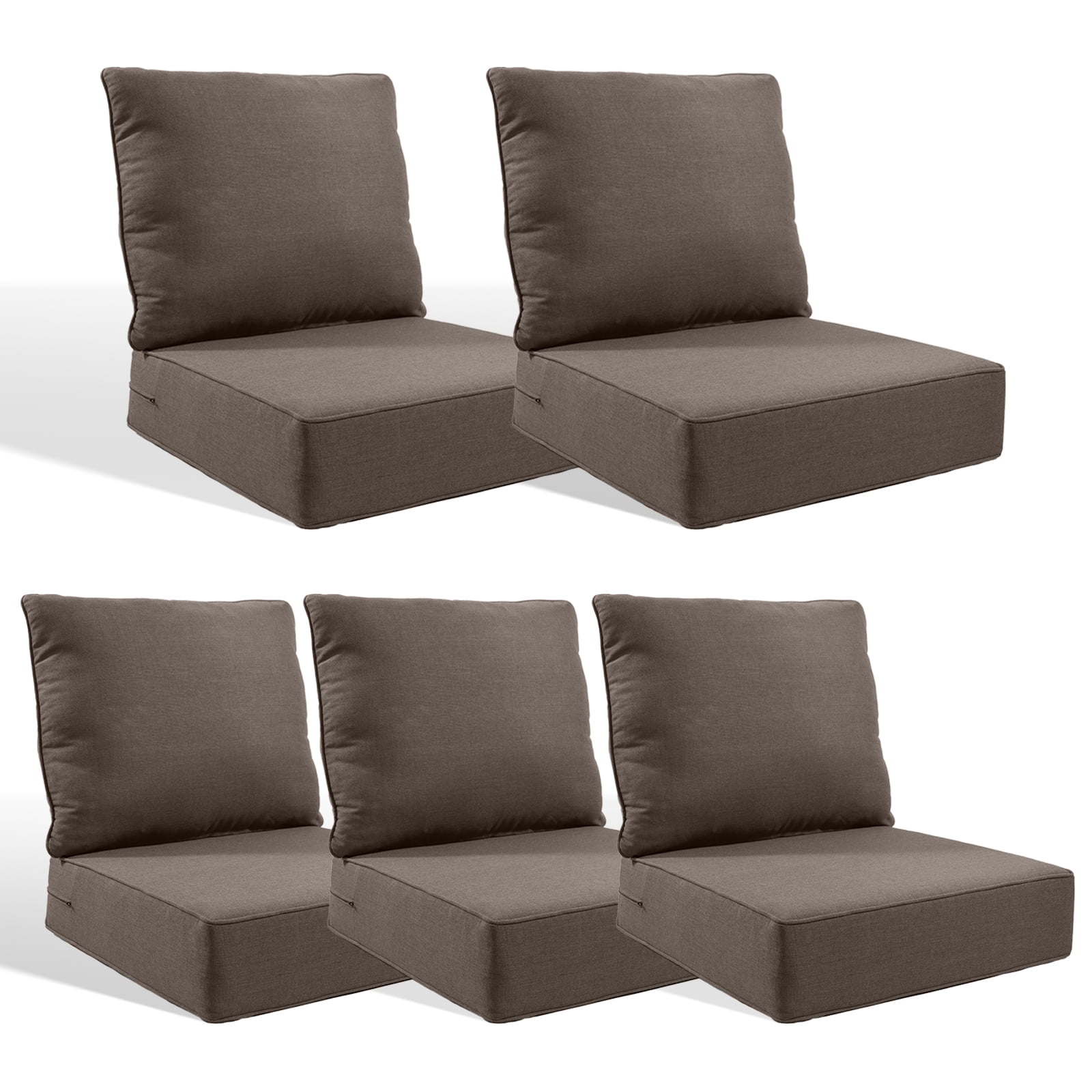 Jentlehouse Outdoor Deep Seat Cushion 24" X 24" X 6" for Patio Furniture,Outdoor Chair Cushions Water & Fade Resistant Patio Furniture Cushions for Wicker Chair, Sofa, Couch, Gray (Set of 5)