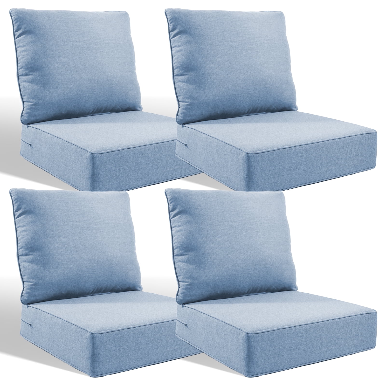 Jentlehouse Outdoor Deep Seat Cushion 24" X 24" X 6" for Patio Furniture,Outdoor Chair Cushions Water & Fade Resistant Patio Furniture Cushions for Wicker Chair, Sofa, Couch, Baby Blue (Set of 4)