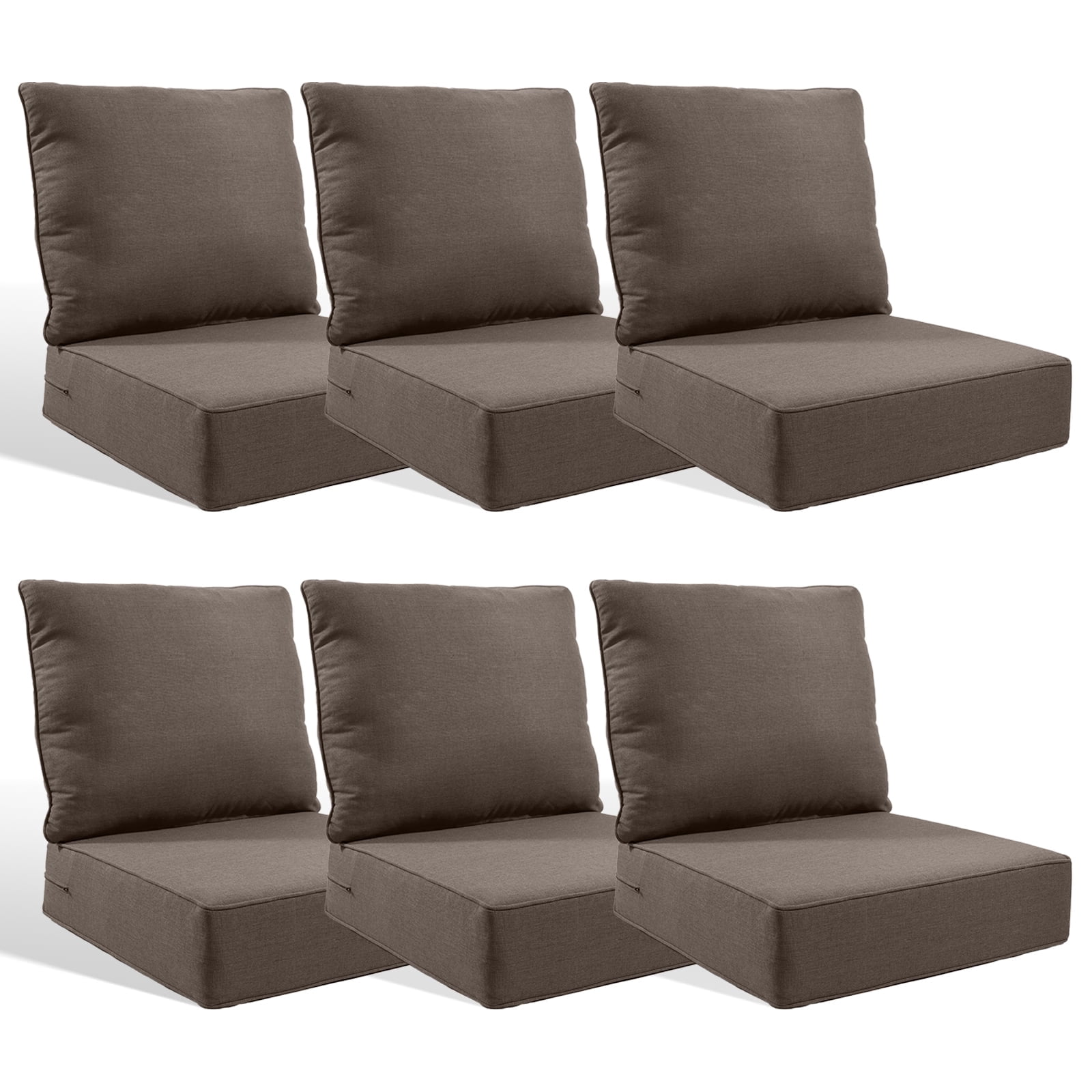 Jentlehouse Outdoor Deep Seat Cushion 24" X 24" X 6" for Patio Furniture,Outdoor Chair Cushions Water & Fade Resistant Patio Furniture Cushions for Wicker Chair, Sofa, Couch, Gray (Set of 6)