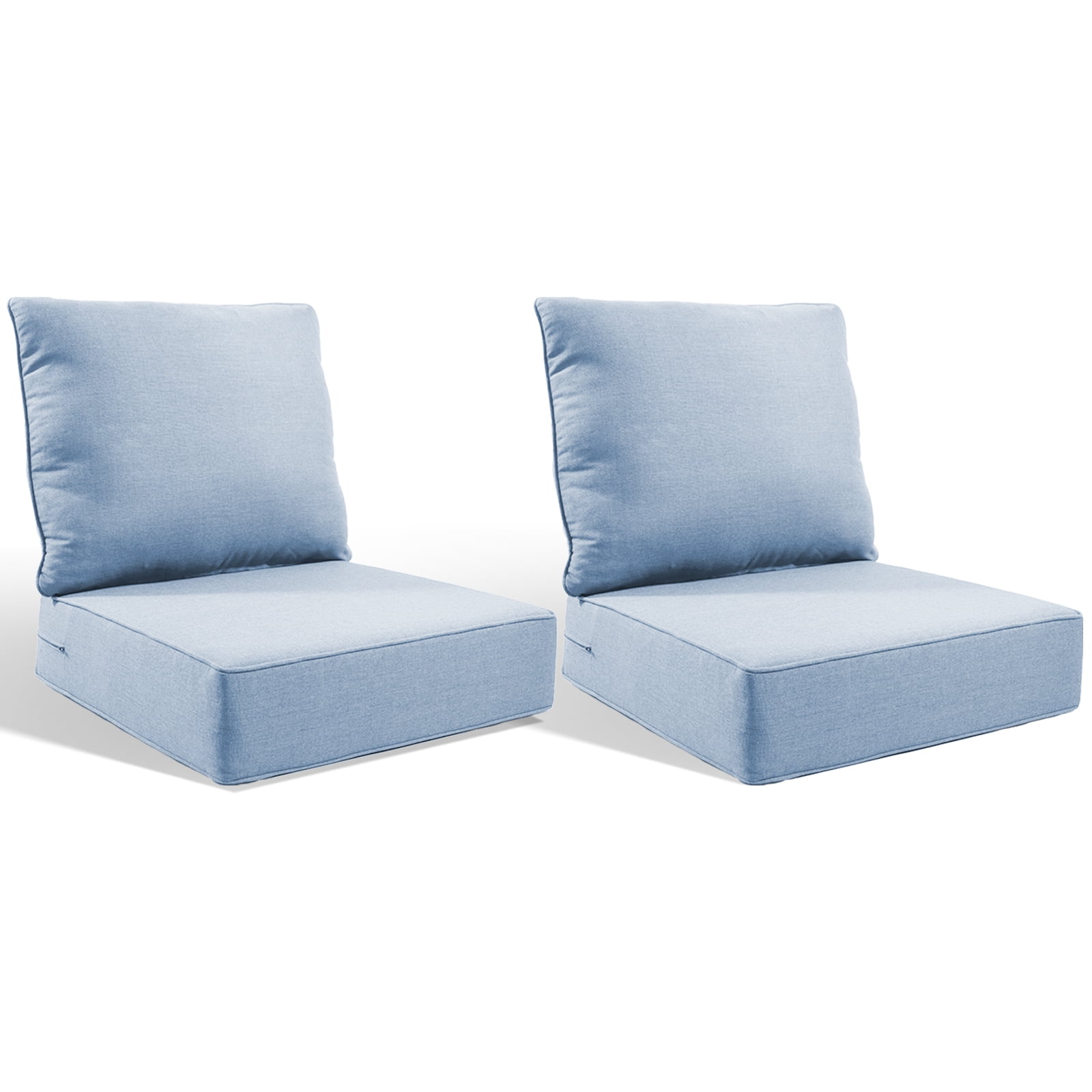 Jentlehouse Outdoor Deep Seat Cushion 24" X 24" X 6" for Patio Furniture,Outdoor Chair Cushions Water & Fade Resistant Patio Furniture Cushions for Wicker Chair, Sofa, Couch, Baby Blue (Set of 2)