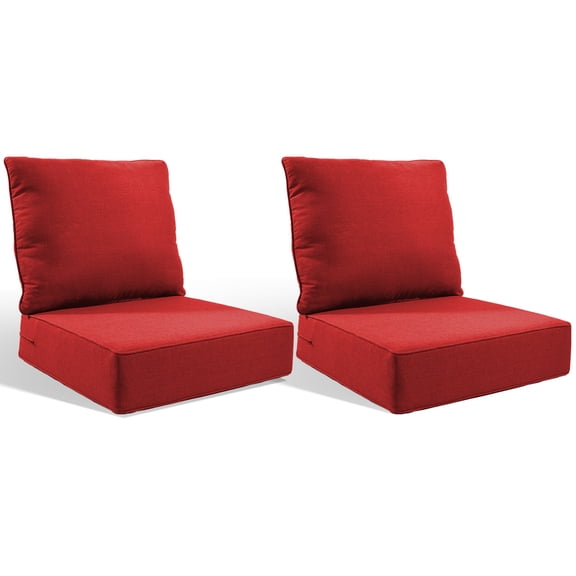 Jentlehouse Outdoor Deep Seat Cushion 24" X 24" X 6" for Patio Furniture,Outdoor Chair Cushions Water & Fade Resistant Patio Furniture Cushions for Wicker Chair, Sofa, Couch, Red (Set of 2)