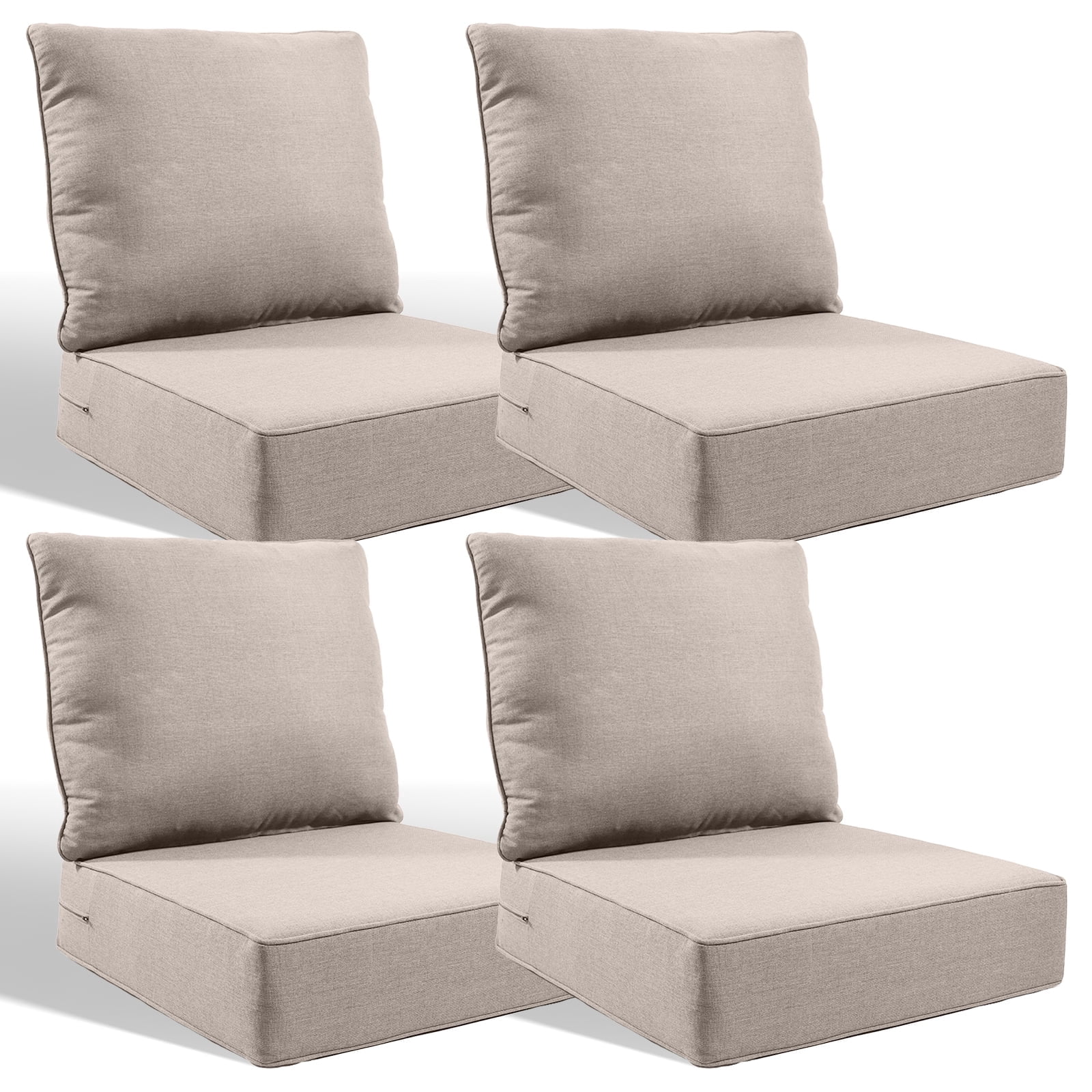 Jentlehouse Outdoor Deep Seat Cushion 24" X 24" X 6" for Patio Furniture,Outdoor Chair Cushions Water & Fade Resistant Patio Furniture Cushions for Wicker Chair, Sofa, Couch, Beige (Set of 4)