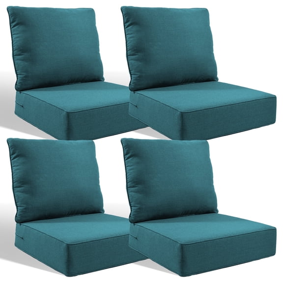 Jentlehouse Outdoor Deep Seat Cushion 24" X 24" X 6" for Patio Furniture,Outdoor Chair Cushions Water & Fade Resistant Patio Furniture Cushions for Wicker Chair, Sofa, Couch, Peacock Green (Set of 4)