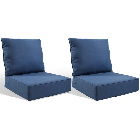 Jentlehouse Outdoor Deep Seat Cushion 24" X 24" X 6" for Patio Furniture,Outdoor Chair Cushions Water & Fade Resistant Patio Furniture Cushions for Wicker Chair, Sofa, Couch, Blue (Set of 2)