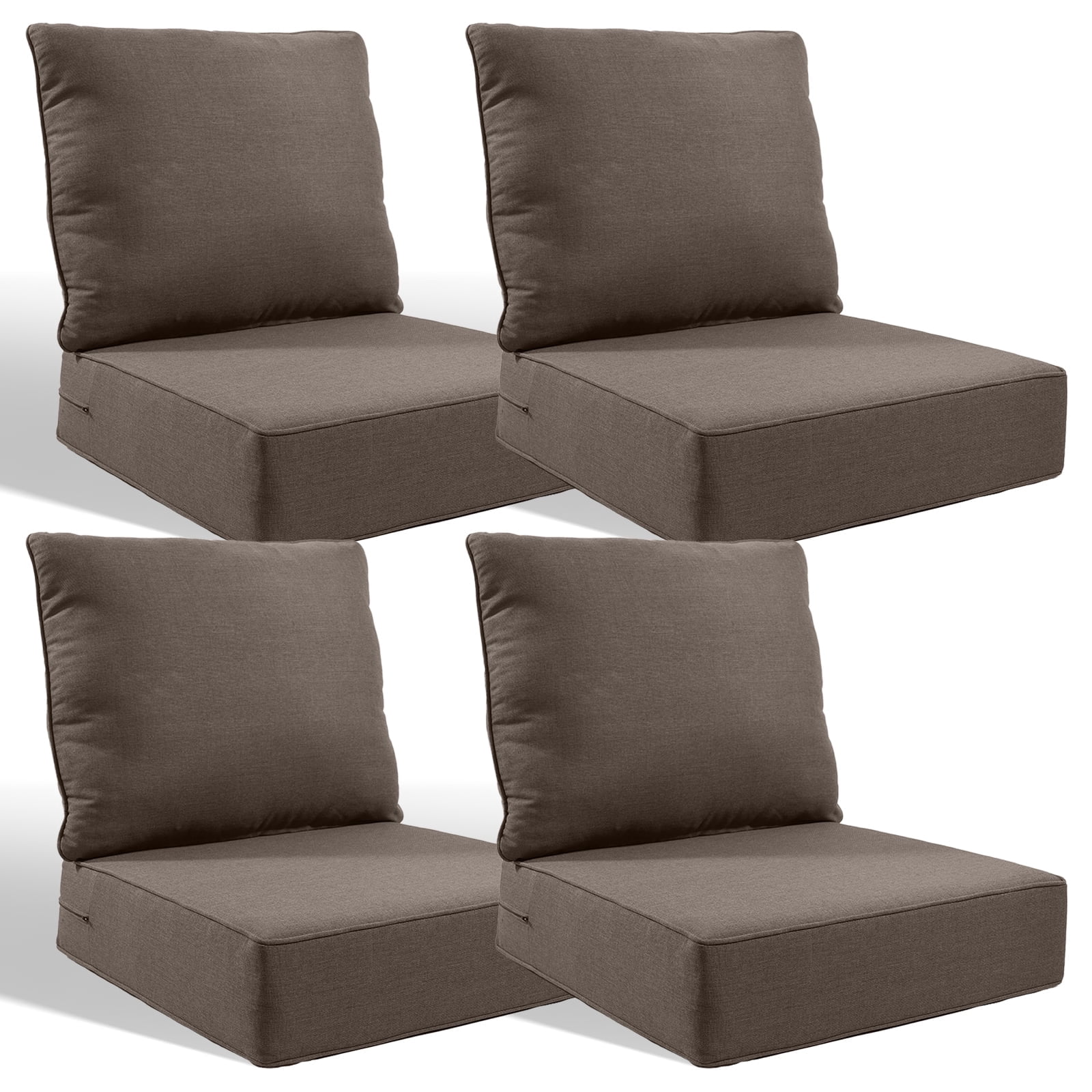 Jentlehouse Outdoor Deep Seat Cushion 24" X 24" X 6" for Patio Furniture,Outdoor Chair Cushions Water & Fade Resistant Patio Furniture Cushions for Wicker Chair, Sofa, Couch, Gray (Set of 4)