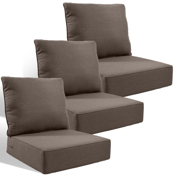 Jentlehouse Outdoor Deep Seat Cushion 24" X 24" X 6" for Patio Furniture,Outdoor Chair Cushions Water & Fade Resistant Patio Furniture Cushions for Wicker Chair, Sofa, Couch, Gray (Set of 3)