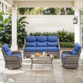 thumbnail image 1 of Jentlehouse Outdoor Patio Furniture Set,All-Weather Wicker Sofa Set with Outdoor Rockers & 2-Tier Table,Outdoor Conversation Furniture Set for Garden Porch Balcony Deck, 1 of 11