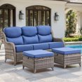 thumbnail image 1 of Jentlehouse Outdoor Patio Sofa set with Ottomans,All-Weather Wicker Rattan Patio 3-seat Couch with Thick Cushions and High Back,Outdoor Sectional Sofa Set for Lawn Balcony Garden, 1 of 9