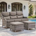 thumbnail image 1 of Jentlehouse Outdoor Patio Sofa set with Ottomans,All-Weather Wicker Rattan Patio 3-seat Couch with Thick Cushions and High Back,Outdoor Sectional Sofa Set for Lawn Balcony Garden, 1 of 9