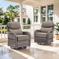 thumbnail image 1 of Jentlehouse Outdoor Patio Swivel Glider Chair Set of 2, All-Weather Wicker Rattan Swivel Rocking Lounge Chair with Removable Gray Cushions for Porch Balcony Backyard, Gray Wicker, 1 of 11