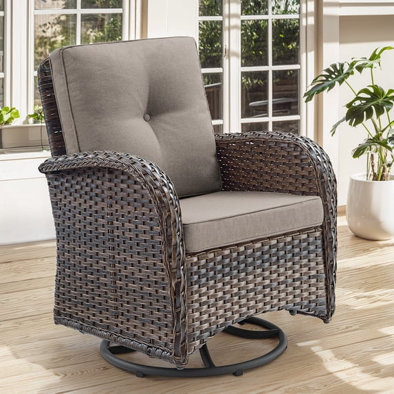 Jentlehouse Outdoor Swivel Gliding Chair,Patio Swivel Rocking Chair with High Back Wicker Swivel Gliders for Porch Patio Balcony