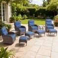 thumbnail image 1 of Jentlehouse Patio Furniture Set with Swivel Chair,High Back Outdoor Wicker Gliders with Ottomans,Patio Set for Balcony Deck Porch, 1 of 11