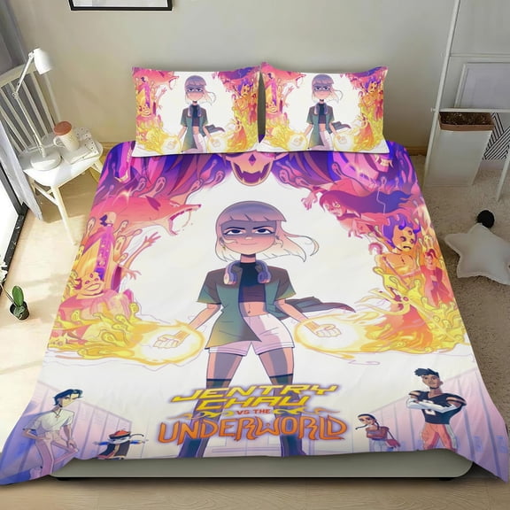 Jentry Chau vs. The Underworld-themed Bed Sheet Set Three Piece Set Comfortable And Skin Friendly Unique Design Home Decor Gifts For Family Friends fans36x75Inches90cm*190cm