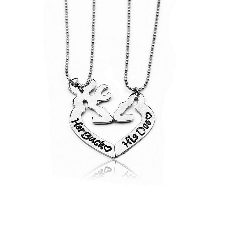 Jeobest Couple Necklace Pendant Love Heart Shape Deer Hunting Matching for Valentine s Gift Alloy Lover Lettering Sweet Couple Necklace