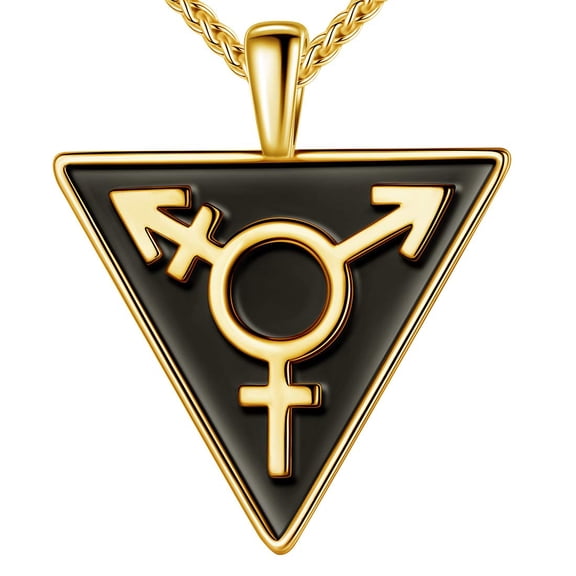 Jeomen Lesbian Gay Pride Pendant Necklace 18K Gold Plated FTM MTF Transgender Pride Jewelry Gift for Men and Women