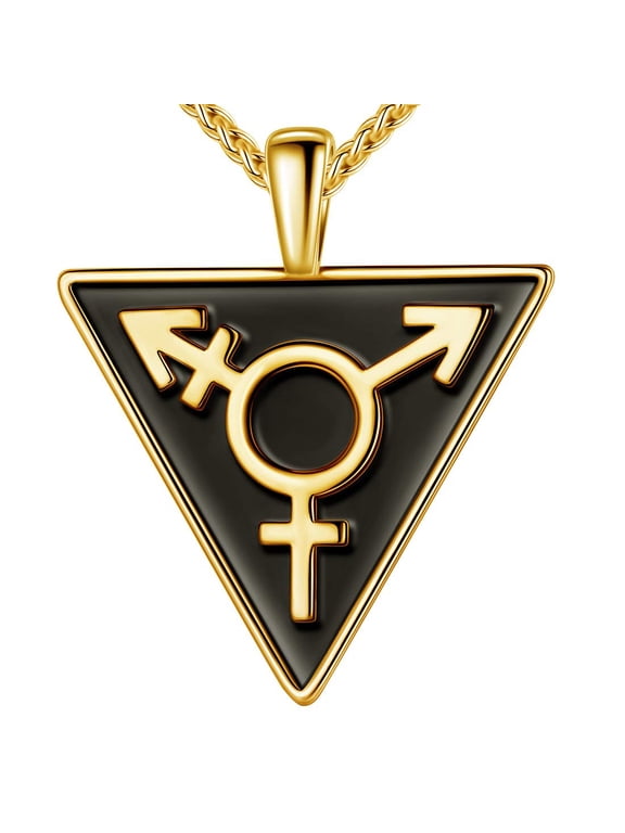 Jeomen Lesbian Gay Pride Pendant Necklace 18K Gold Plated FTM MTF Transgender Pride Jewelry Gift for Men and Women