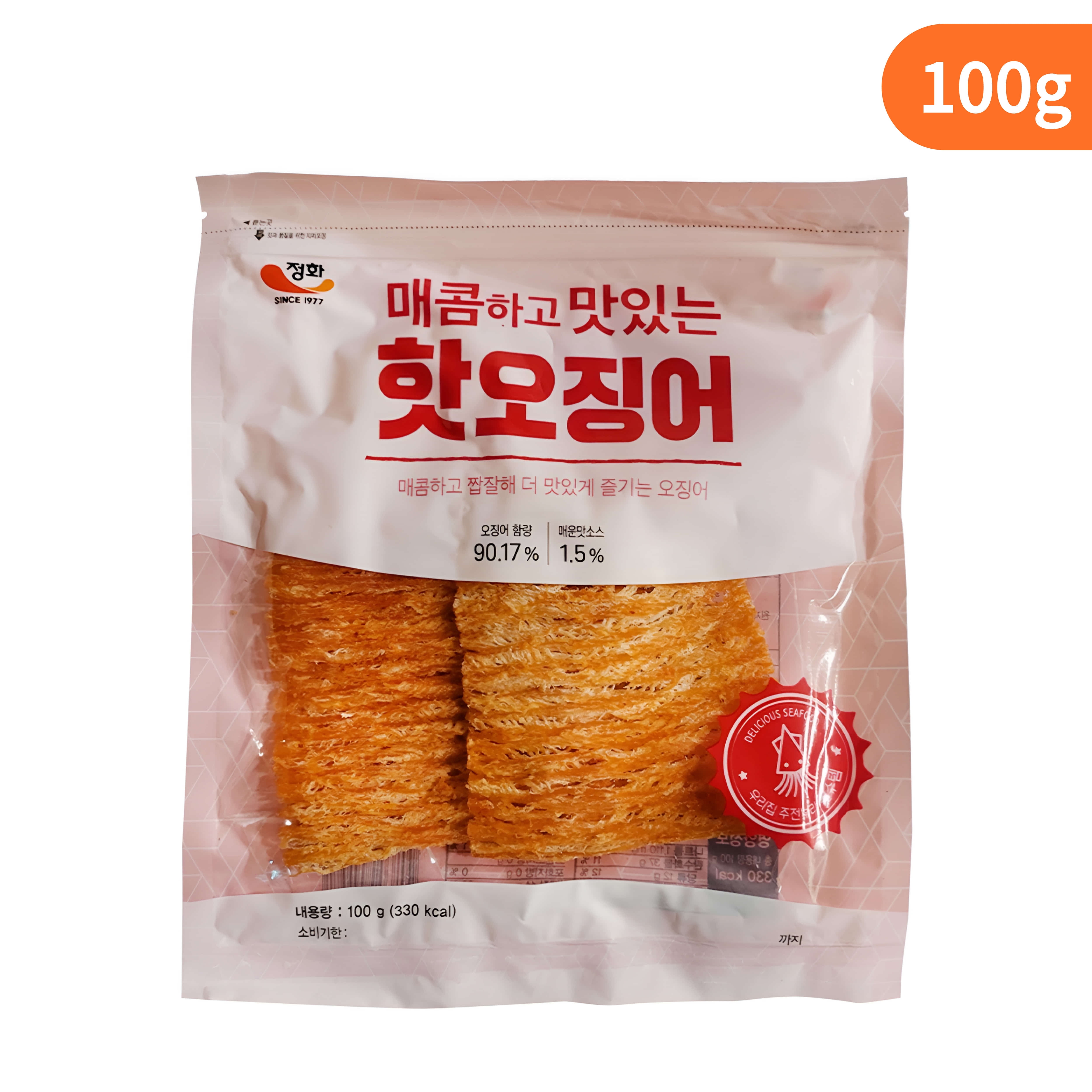Jeonghwa, Korean Food Dried Squid Snack, Spicy Roasted Squid 100g