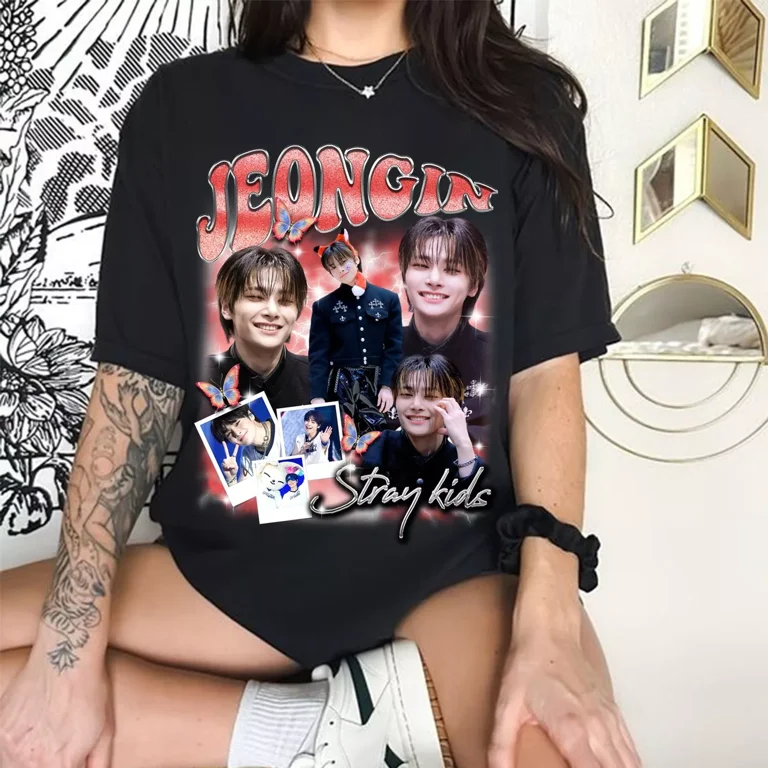 Jeongin Stray Kids Graphic T-shirt Jeongin Kpop Bootleg Shirt 