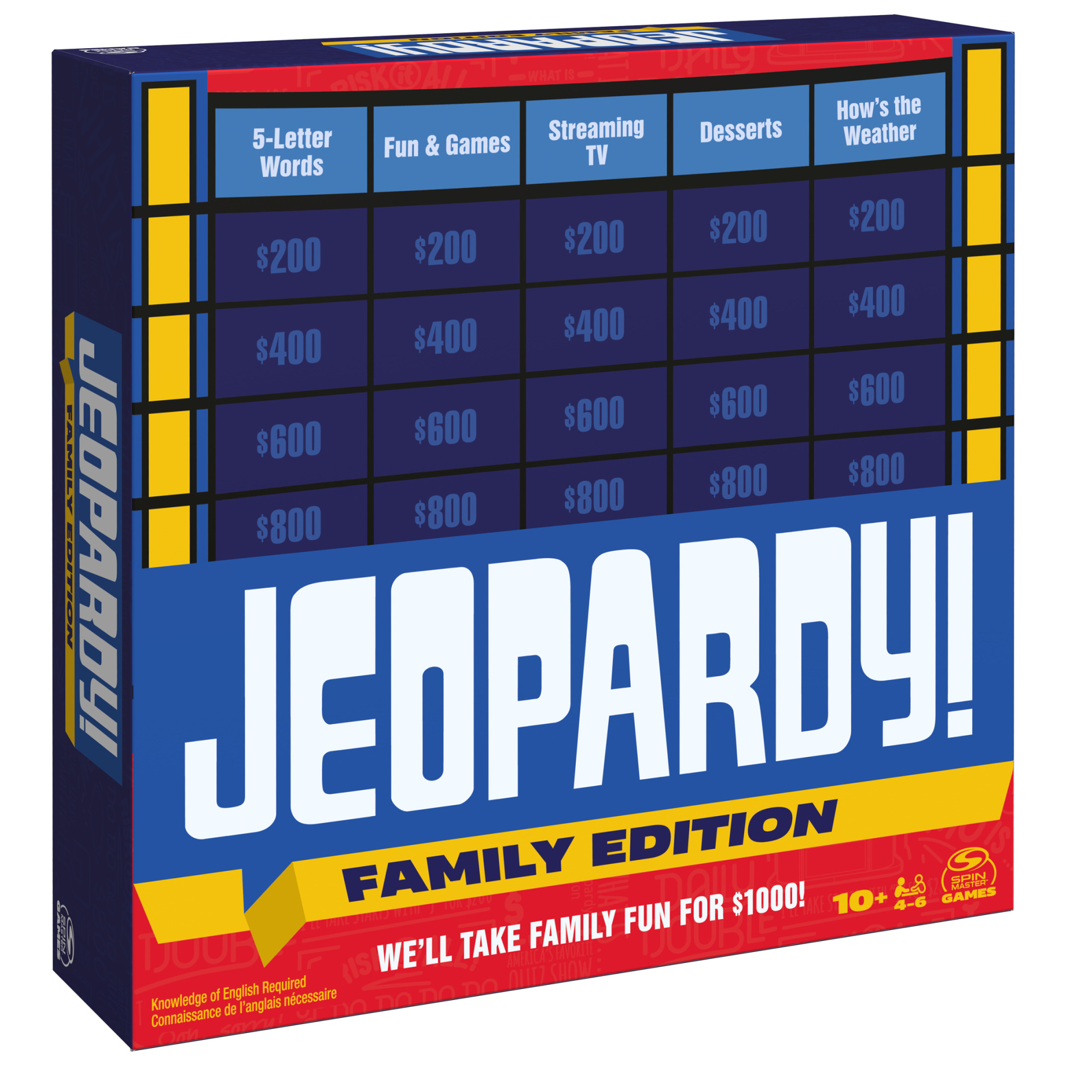 Jeopardy! Edición Familiar Nueva y Mejorada Juego de Mesa de Trivia, para Niños de 10 Años en Adelante