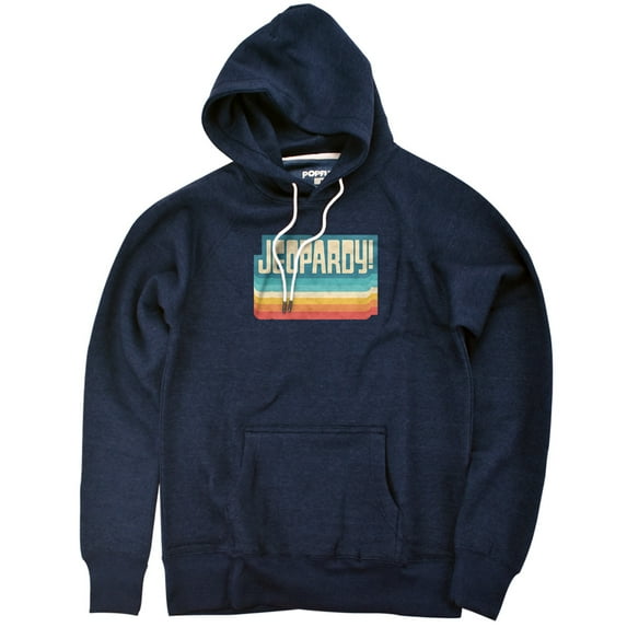 Jeopardy Vintage Jeopardy Unisex Adult Slim Fit Pull-Over Heather Hoodie, Navy, Medium