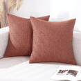 thumbnail image 1 of Jepeak Burlap Linen Rhombus Textured Throw Pillow Covers Pack of 2 Decorative Square Cushion Cases for Sofa Couch Bed, Rust Orange 18x18 inch, 1 of 12