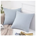 thumbnail image 1 of Jepeak Cotton Throw Pillow Covers Cases, Pack of 2 Decorative Square Comfortable Soft Striped Cushion Covers for Sofa Couch Badroom, Sky Blue 16 x 16 Inches, 1 of 8