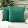 thumbnail image 1 of Jepeak Pack of 2 Woven Textured Throw Pillow Covers Square Cushion Cases Decorative Linen Rustic Pillow Cover for Sofa Couch Bed, Green 22x22 inch, 1 of 8