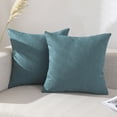 thumbnail image 1 of Jepeak Woven Textured Throw Pillow Covers Cushion Cases Pack of 2 Solid Linen Decorative Square Pillow Cover for Sofa Bed Couch (18x18 inch, Teal), 1 of 11