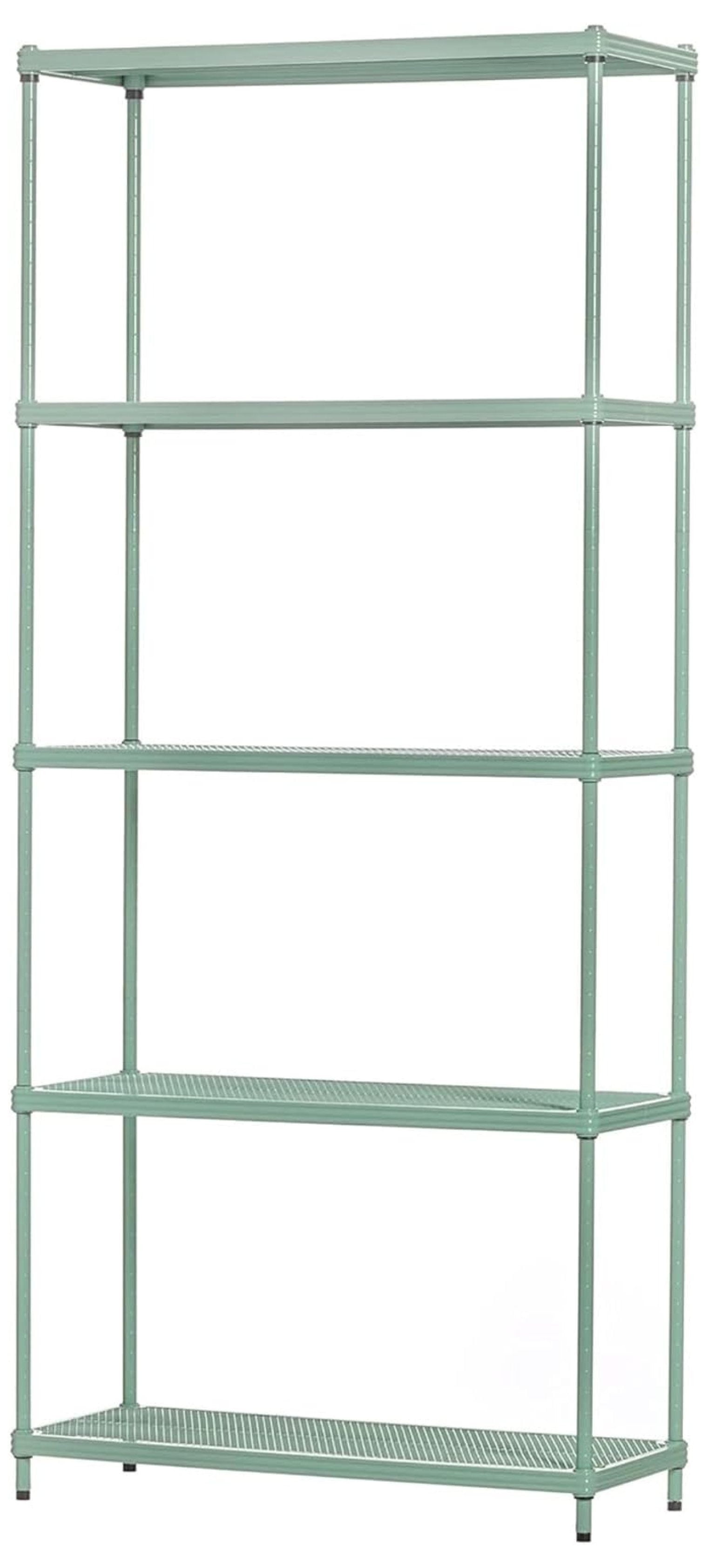 Sage Green Adjustable 5-Tier Metal Wire Shelving Unit