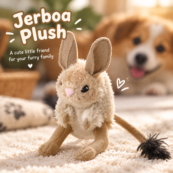 Jerboa Plush Toy, Cute Jerboa Plush Toy with Lifelike Wild Animal Appearance And Cozy Soft Furry Texture, for Child Companion Bedroom Shelf Decor And Holiday Present For All Ages