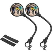 Jercoda 1 Pair Round Bike Rearview Mirror, Rotatable Rear-View Mirrors Handlebar Mounted Acrylic Mirror for Universal Bike MTB Mountain Bike