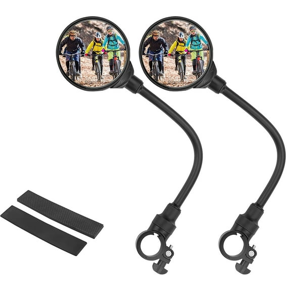 Jercoda 1 Pair Round Bike Rearview Mirror, Rotatable Rear-View Mirrors Handlebar Mounted Acrylic Mirror for Universal Bike MTB Mountain Bike