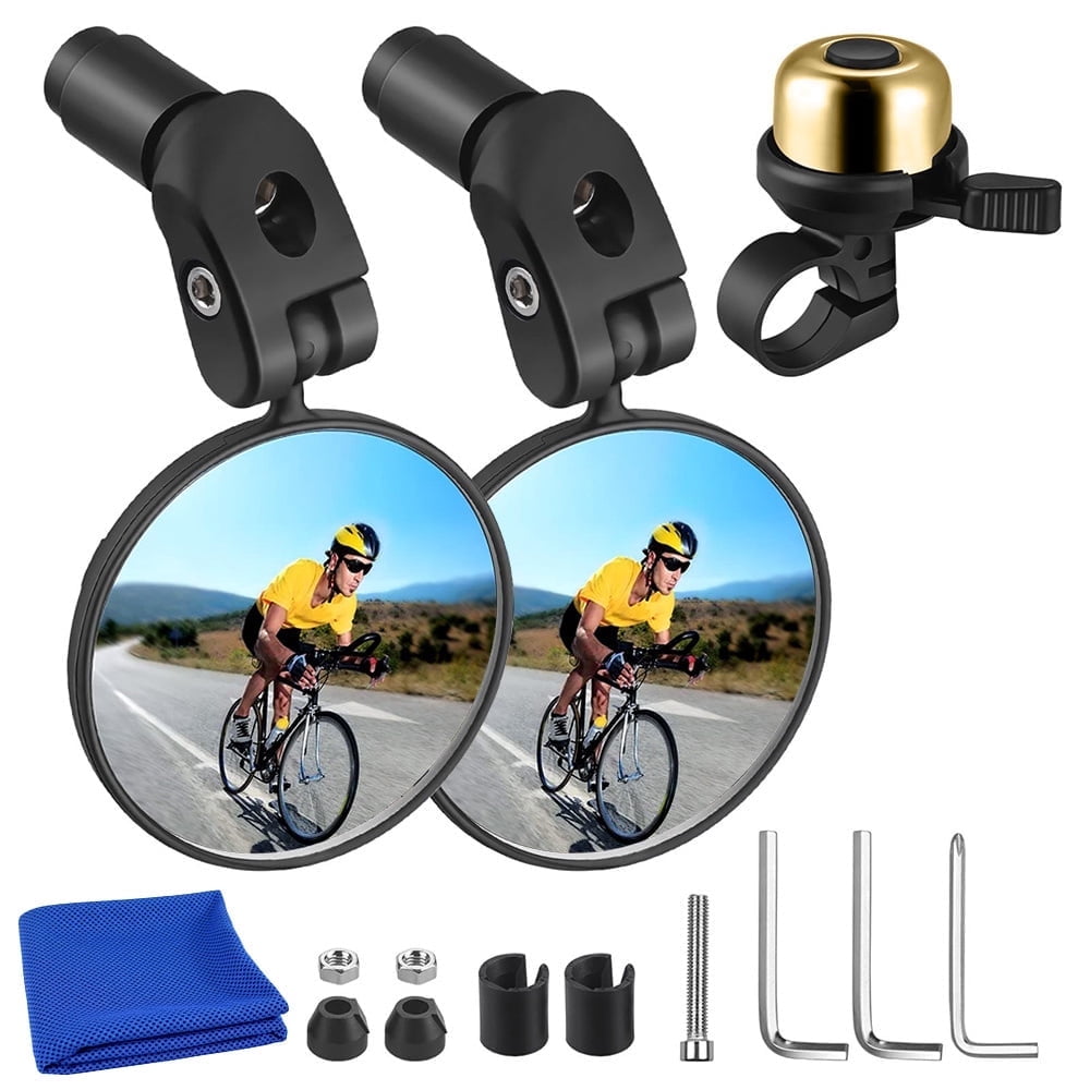 GROIC 2 Pack Bicycle Rearview Mirror 360° Adjustable Bending Handlebar Bike Mirror Wide Angle Rear View Mirrors Rotatable Acrylic Convex Mirror For Ride Safely Electric Bicycle Moped Cycling
