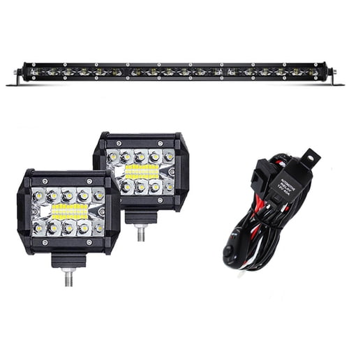 Jercoda 20inch 180W 36000LM LED Light Bar Bright Spot Flood Light + 2×