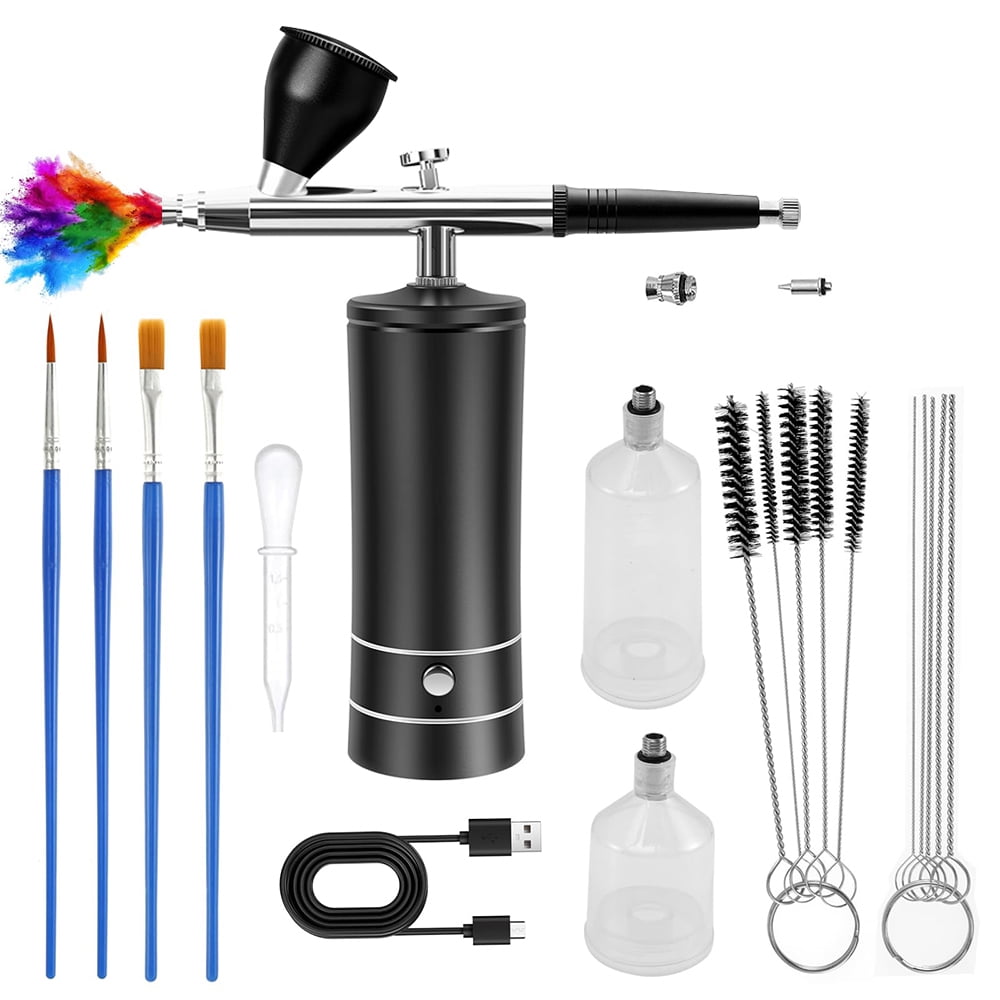 Jercoda 22pcs Airbrush Kit with Compressor for Painting, Portable Air Brush Set, Multi-Function Handheld Airbrushes for Nail Design Tattoo Cake Decoration Art Craft