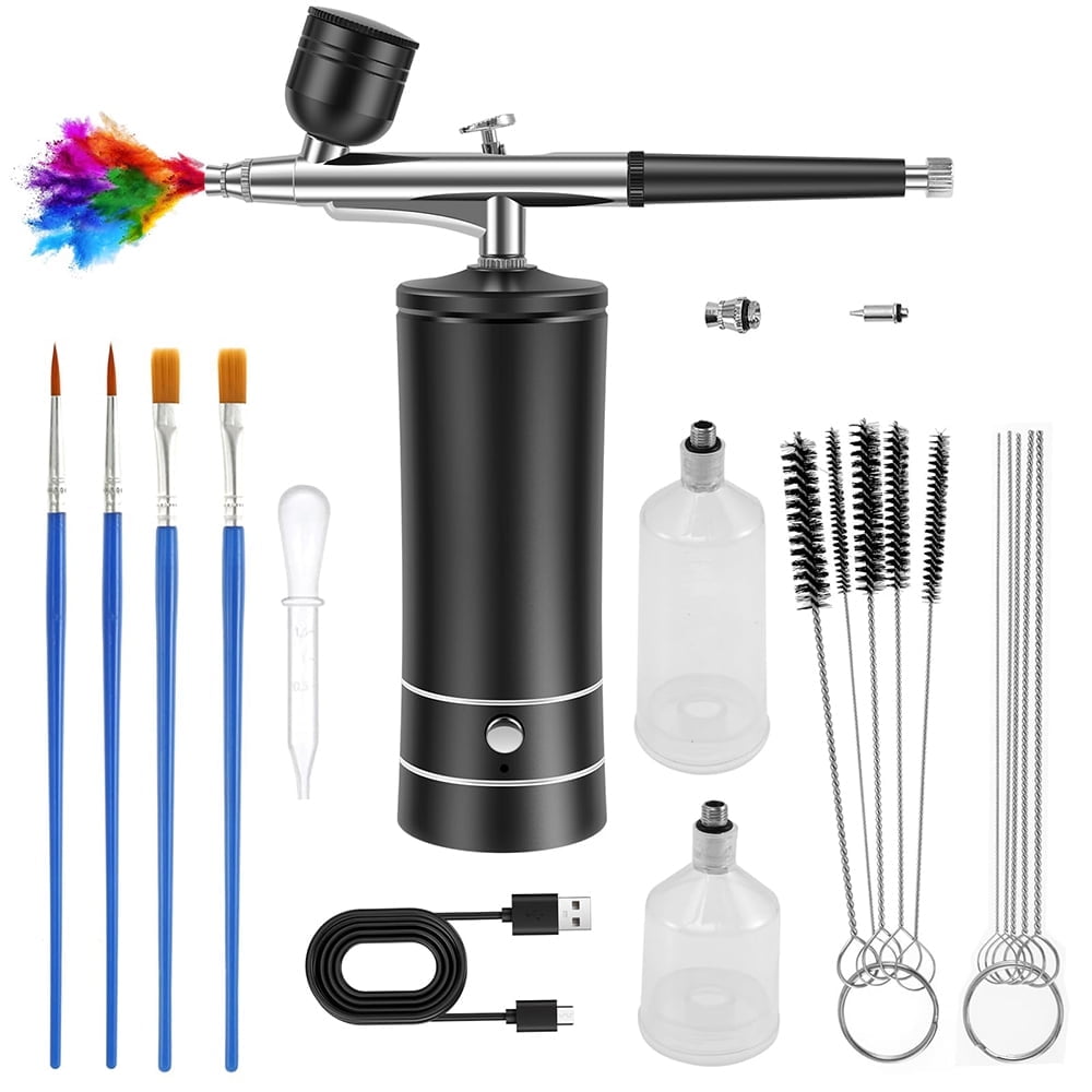 Jercoda 22pcs Airbrush Kit with Compressor for Painting, Portable Air Brush Set, Multi-Function Handheld Airbrushes for Nail Design Tattoo Cake Decoration Art Craft