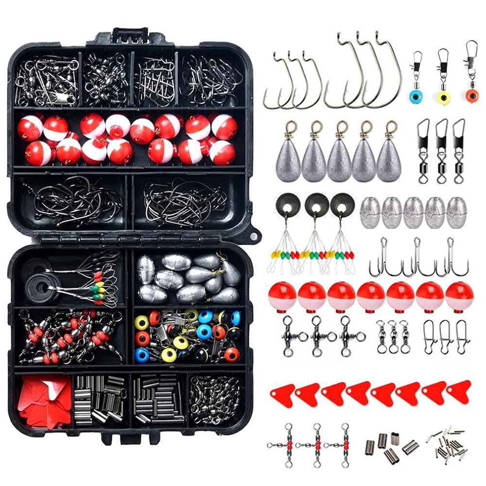 Jercoda 264pcs Fishing Lure Kit with Tackle Box, Multiple Fishing