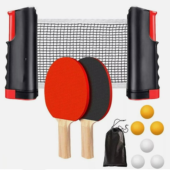 Jercoda All-in-One Ping Pong Table Tennis Set, 2 Player Set with 6 Balls and Retractable Net, Indoor Outdoor Healthy Game