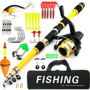 Jercoda Fishing Pole and Reel Cambo Set, Portable Telescopic Fishing Rod Kit for Beginners Youth
