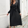 thumbnail image 1 of Jerdar Autumn Cross V-neck Pleated Dress for Women, Elegant Wedding Guest Evening Dresses, Women Casual Vintage Maxi Dresses, Beach Party Long Dress Black L, 1 of 5