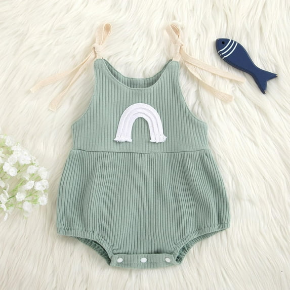 Jerdar Baby Boys Girls Rompers, Infants Pure Cotton Coverall, Baby Girls Rinbow Sleeveless Suspenders Jumpsuit, Casual Bodysuit Outfits (0-24 Months)