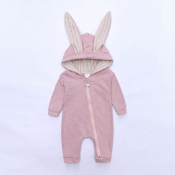 Jerdar Baby Boys Girls Rompers, Infants Pure Cotton Coverall, Infant Baby Boys Girls Cartoon Print Bodysuit, Rabbit Ears Hooded Romper Jumpsuit Outfits Outfits (0-18 Months)