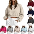 thumbnail image 1 of Jerdar Cropped Sweatshirt for Women Oversized Crewneck Cotton Long Sleeve Crop Pullover Casual Lightweight Boxy Sweater Fall Winter XL, 1 of 6