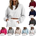 thumbnail image 1 of Jerdar Cropped Sweatshirt for Women Oversized Crewneck Cotton Long Sleeve Crop Pullover Casual Lightweight Boxy Sweater Fall Winter XXL, 1 of 7