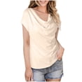 thumbnail image 1 of Jerdar Fashion 2026 Cowl Neck Tops for Women Dressy Casual Short Sleeve Shirts Summer Clothes Outfits M, 1 of 5