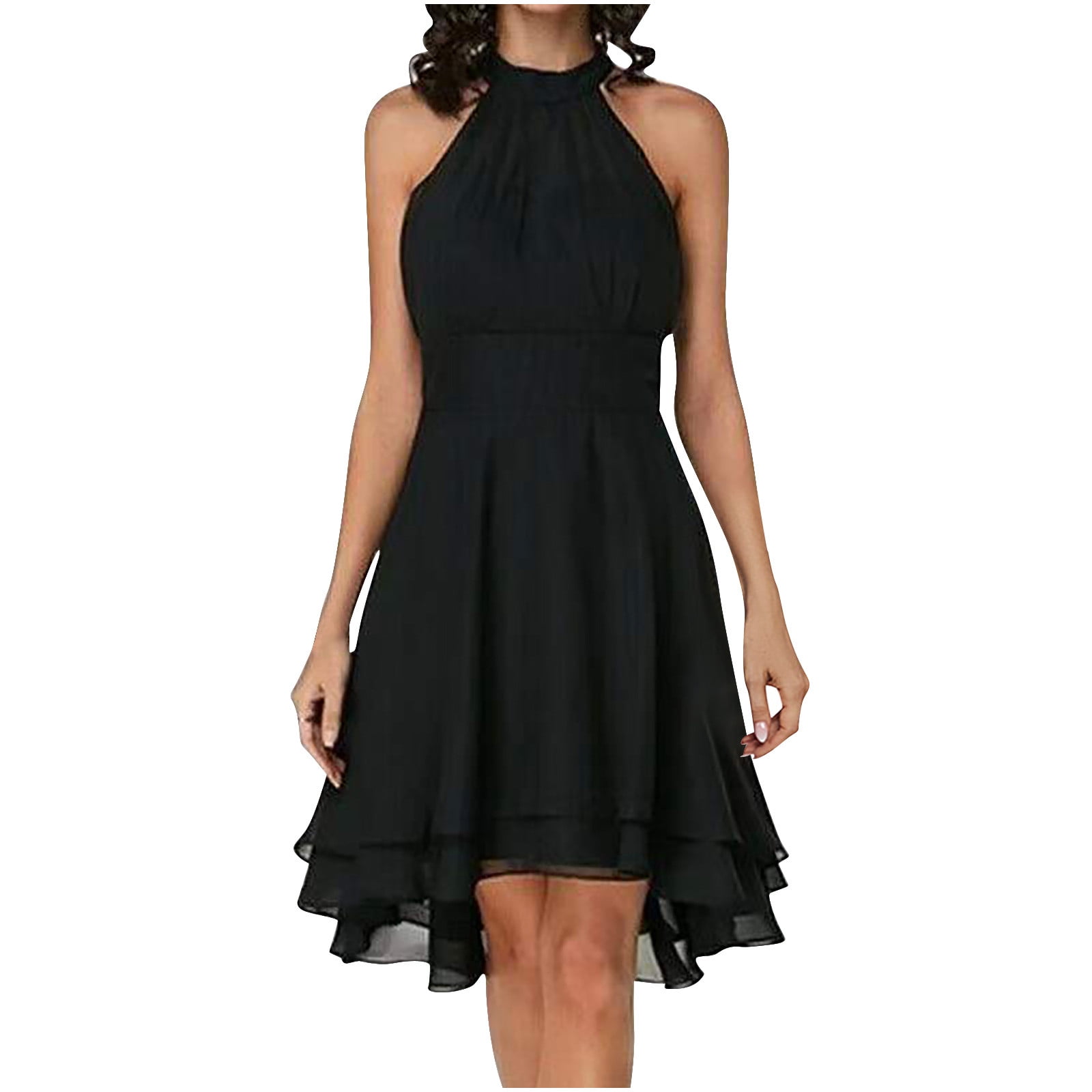 short western bridesmaid dresses Jerdar Halter 2026 Wedding Guest Dress Summer A Line Ruffle Pleated Formal Party Gowns XXXL Color:Deep Navy Blue Bones Color 2024-12-04T17:23:53Z Clara Chiffon A-Line Shawl