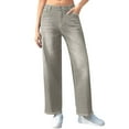thumbnail image 1 of Jerdar Ladies' Elastic Wide Leg High Waist Versatile Loose Straight Leg Jeans, 1 of 9