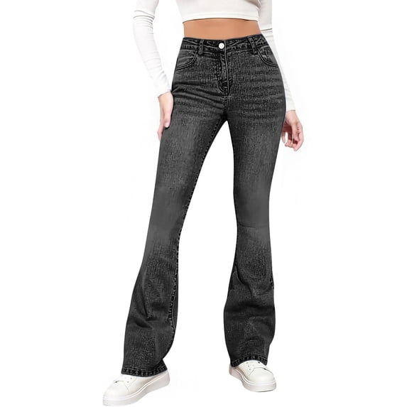 Jerdar Ladies' Elastic Wide Leg High Waist Versatile Loose Straight Leg Jeans