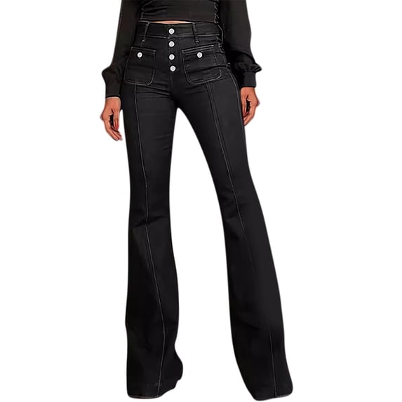 Jerdar Ladies' High Waisted Loose Wide Leg Denim Pants