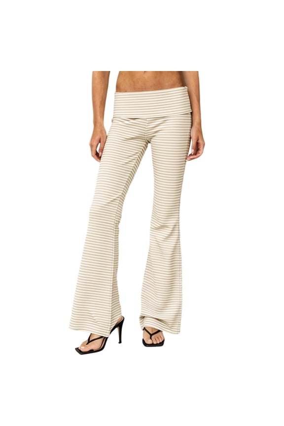Lounge Yoga Pants for Women Fold Over Low Waist Wide Leg Sweatpants Flare Leggings Bell Bottoms Y2K Foldover Pants M